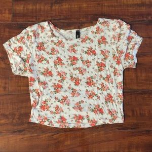 Cute white floral crop top
